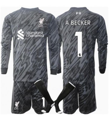 Liverpool Alisson Becker #1 Brankář Domácí dres komplet pro Děti 2024-25 Dlouhým Rukávem (+ Krátké kalhoty)